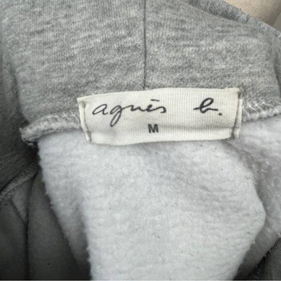 Agnes B. Womens / Men’s VINTAGE Embroidered Logo Hoodie. Grey. Medium. #709 - Picture 7 of 7
